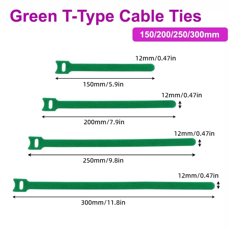 10 ~ 1000 pz Verde T-tipo Fascette Per Cavi In Plastica Rilasciabile Nylon Gancio Loop Wrap Zip Bundle Cinghie di Fissaggio Staccabile Filo organizzatore