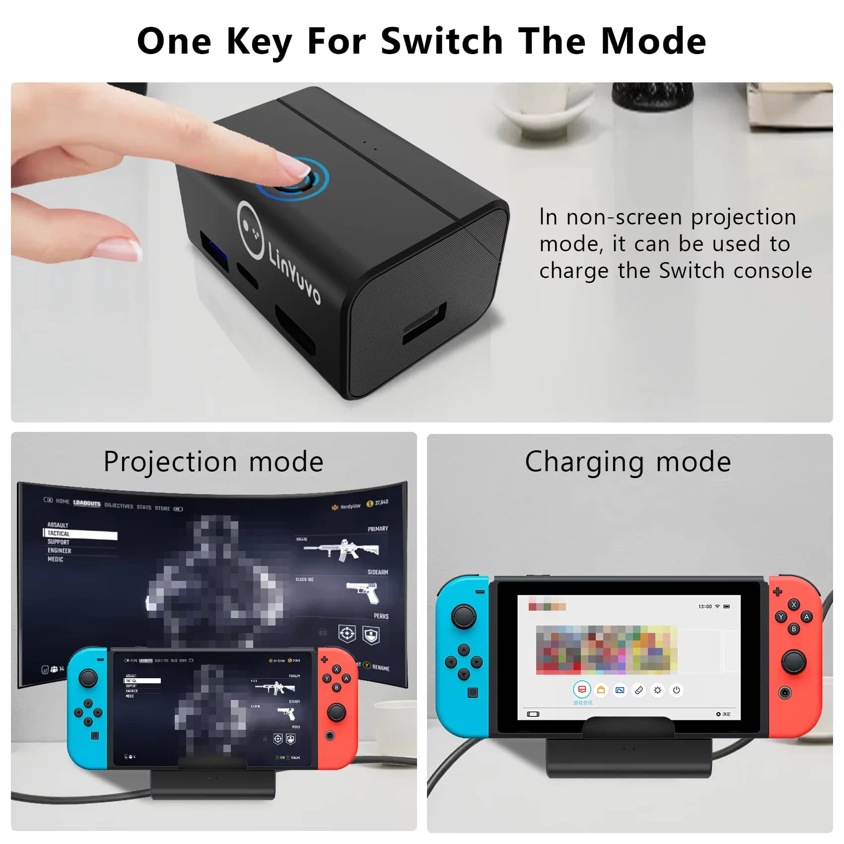 LinYuvo Docking station TV for Switch/OLED, HDMI TV adapter 4K/1080P, foldable switch charging dock with high speed USB 3.0 ports