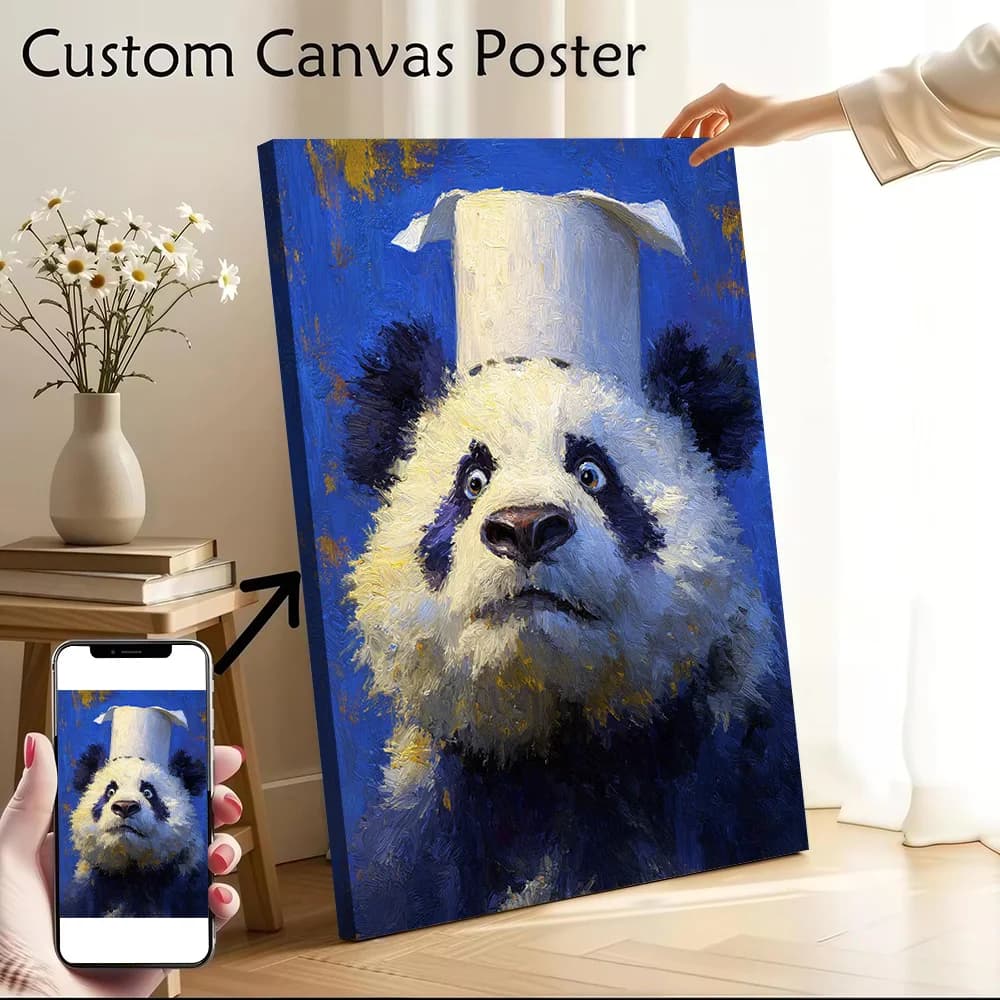 Panda Chef Painting Canvas Wall Art Poster Custom Photo Print Modern Painting for Fans Decoration Living Room Home Decor Luxury