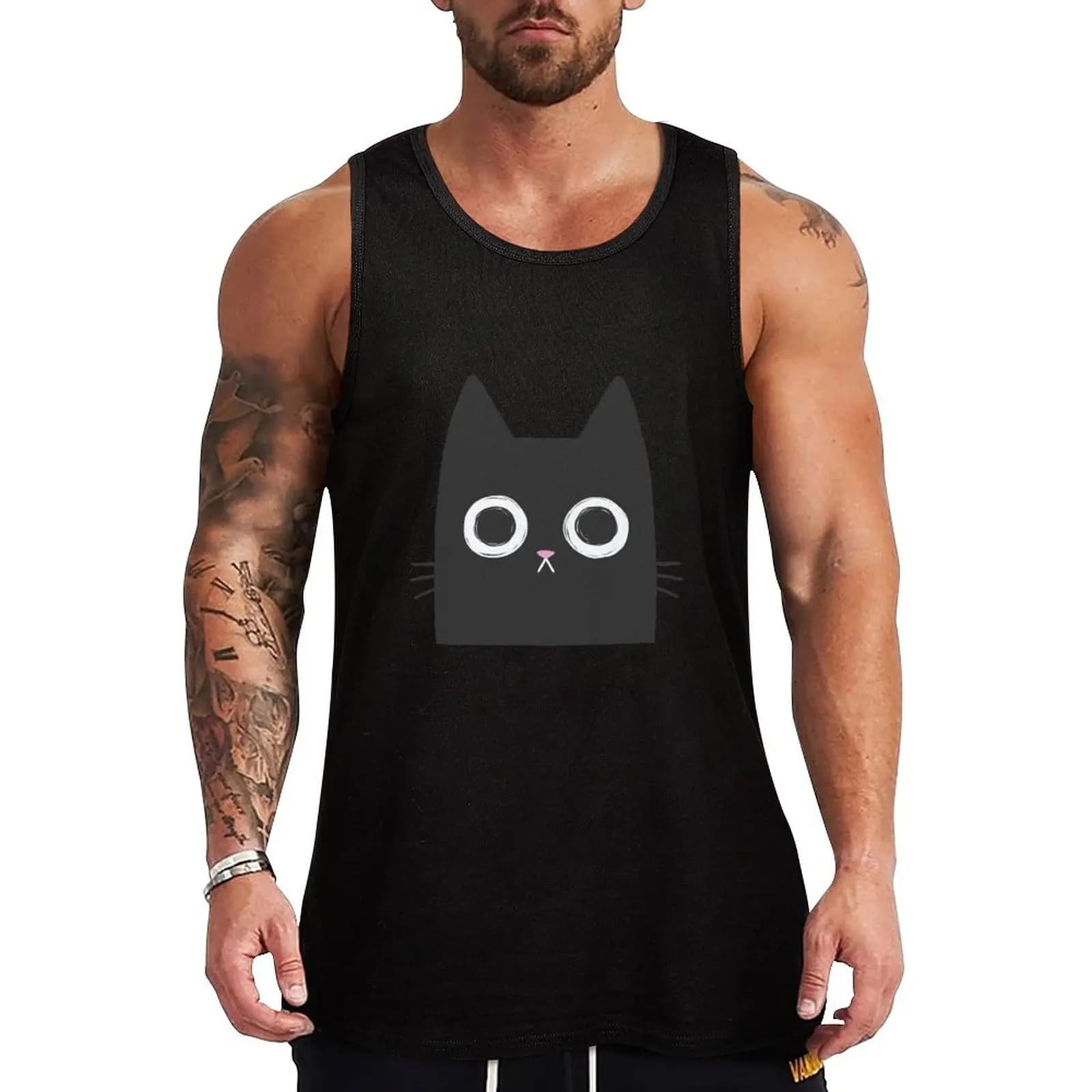 Staring Black Cat Tank Top, canotta ampia da indossare tutti i giorni, casual, senza maniche, per l'estate
