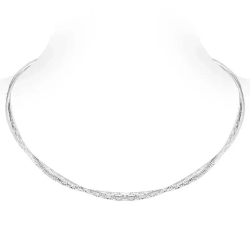 BELLUX Choker 925 Silver Synthetic Zircon Silver Engraving Double Layer Kink Fashion Minimalist Design Necklace