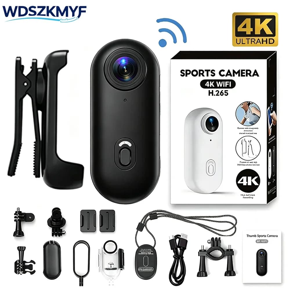 4K/1080P WiFi Magnetic Action Camera 1080P Pocket Vlog Thumb Cam with Kits Motorcycle Helmet Bike Outdoor Sports Video Recorder
