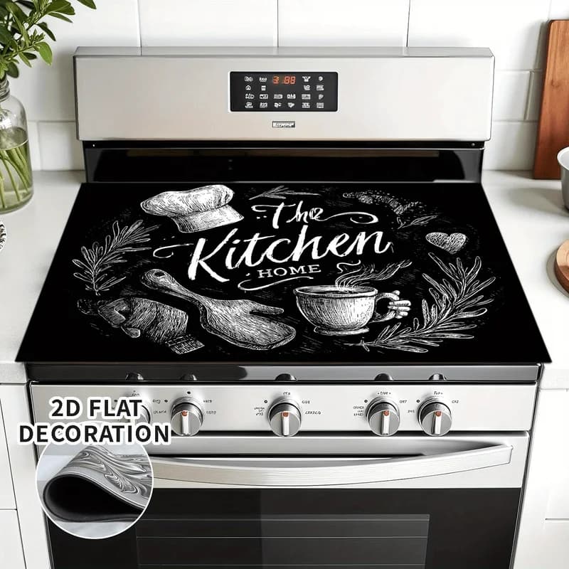 Copertura per piano cottura da cucina effetto lavagna, tappetino antiscivolo resistente al calore, decorazione facile da pulire per fornelli elettrici e a gas