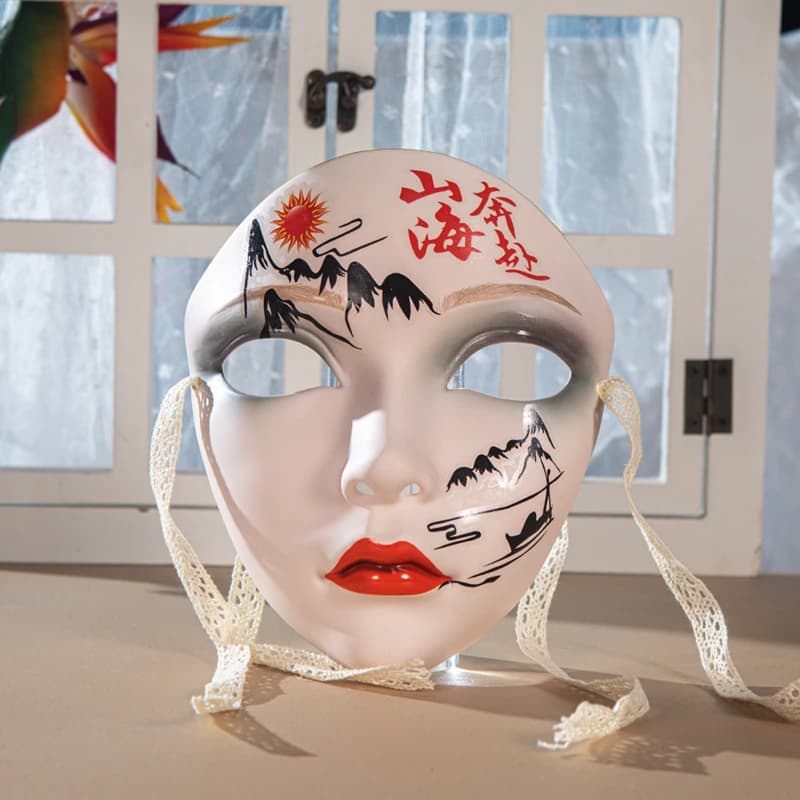 Maschera Antica Dipinta a Mano per Cosplay, Feste a Tema Anime, Carnevale, Mascherata e Accessori per Costumi di Ruolo