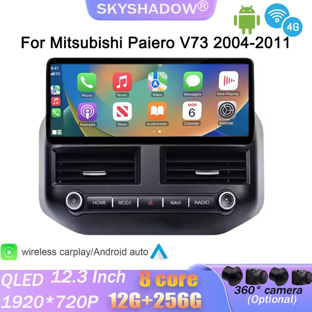 Senza fili CarPlay Android Auto di Navigazione GPS Per Mitsubishi Pajero V73 2004-2011 Bluetooth Auto Radio Display Multimediale Schermo