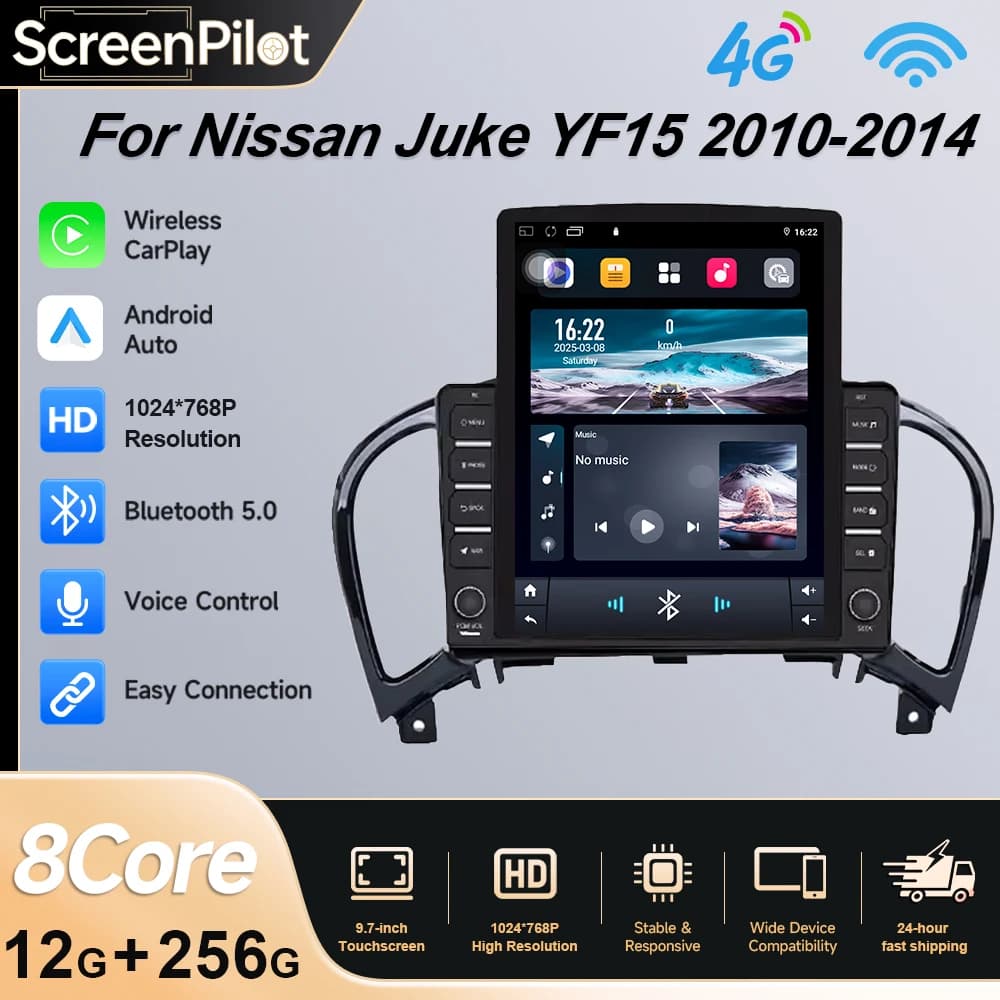 9.7 Android 16 For Nissan Juke YF15 2010-2014 Car Player Auto Radio Multimedia GPS Video Navigation Carplay 5G DSP 2din DVD