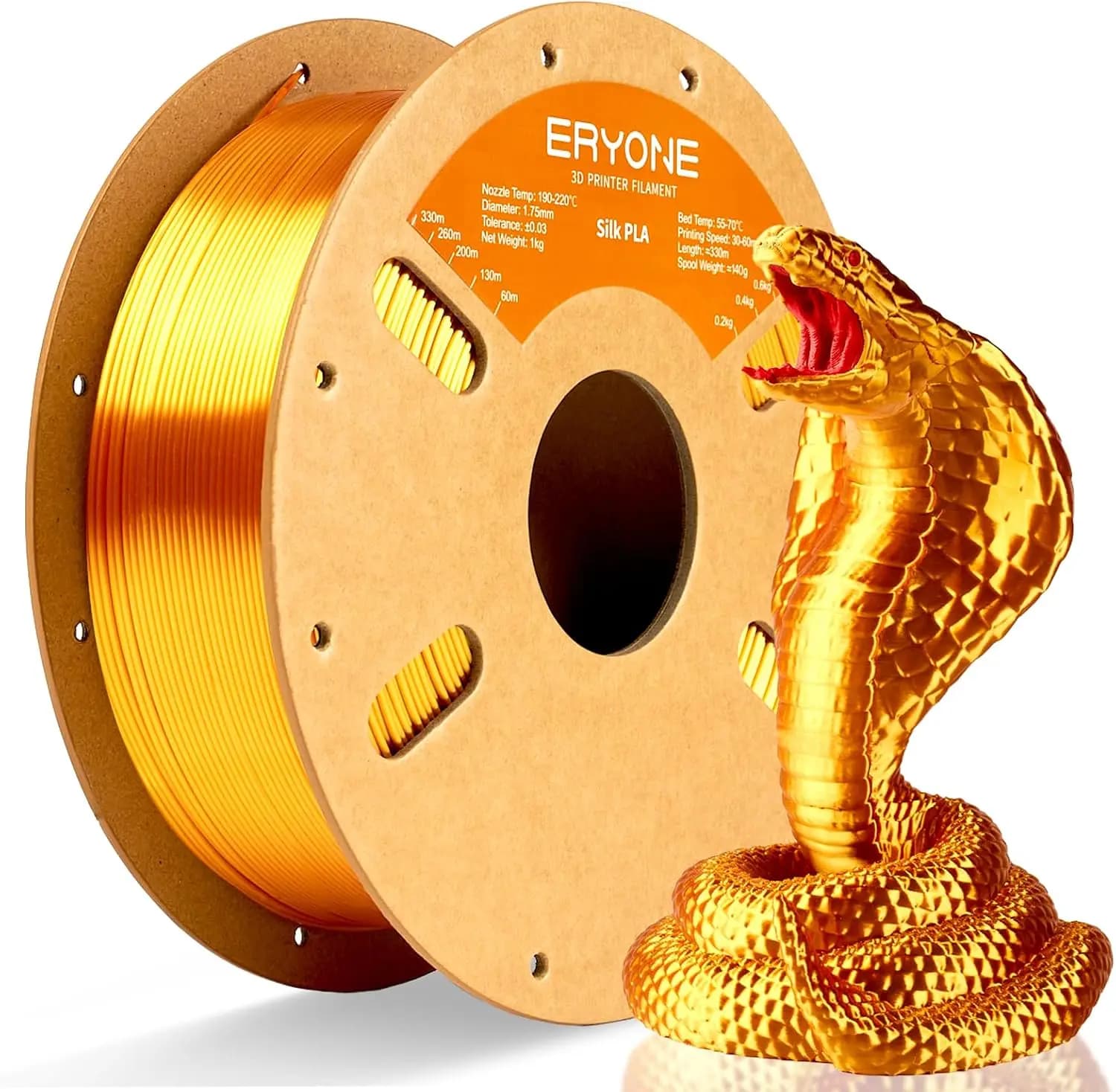 Silk PLA Filament 1.75mm 1kg Spool, Liquid Gold Metallic Shine for 3D Printer