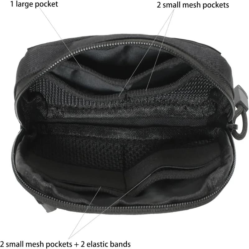 Borsa MOLLE Admin, Compatto Porta-Attrezzi EDC per Cintura Tattica, Attrezzatura da Caccia e Escursionismo, Pronto Soccorso e Utensili | Chiusura con cerniera