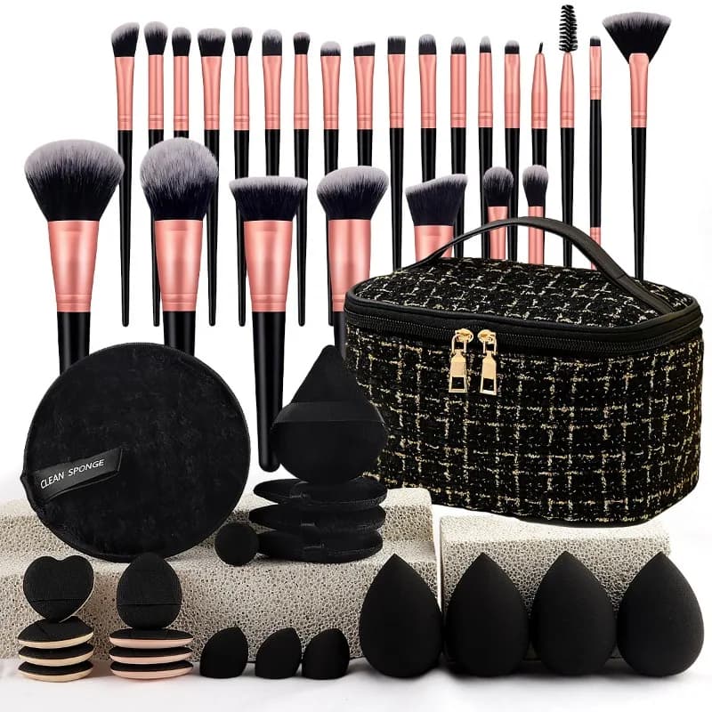 Professional makeup brush set for foundation, umbrella, highlighter, fard, concealer, dust, cosmetic tools with sponge kit