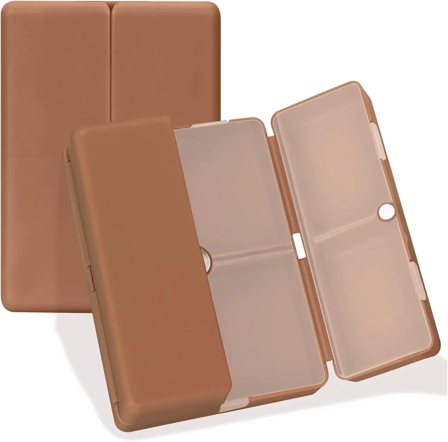 7 compartment folding pills organizer, portable travel case for vitamins and supplements, magnetic closure, without BPA