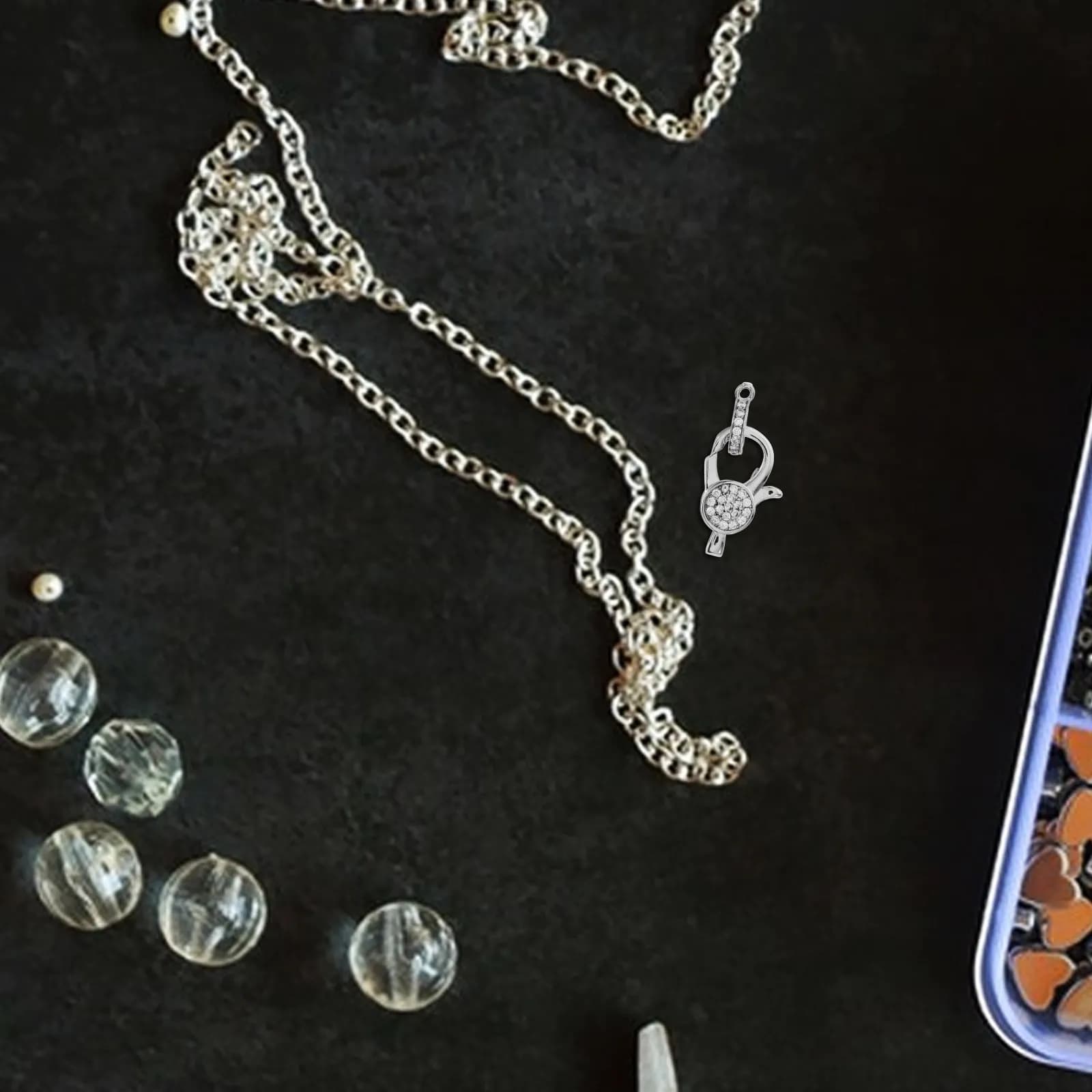 DIY Kit for Creation Jewelry: Closures in Mosque, Closed Rings, Metal Splice Rings with Rhinestones for Necklaces, Bracelets, Earrings and Handmade Works