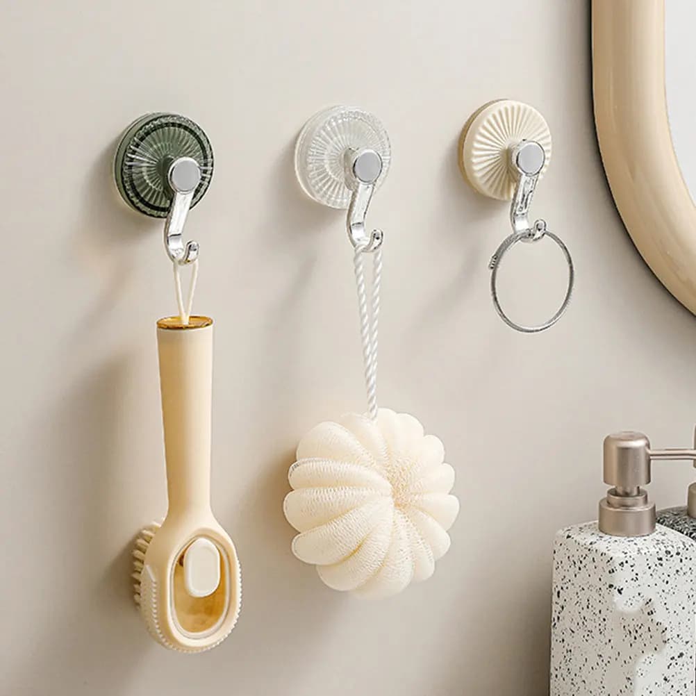 Set di 4 Ganci a Ventosa Riutilizzabili per Superfici Lisce, Finestre, Specchi, Bagno, Cucina, Doccia, Porta Asciugamani, Chiavi e Borse