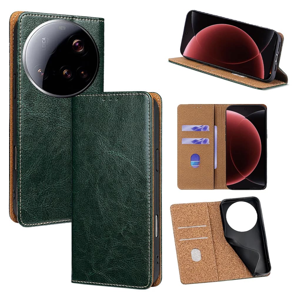 Genuine Leather Wallet Flip Phone Case For Poco M8 M7 Pro X8 Pro Max F7 F6 X7 X6 X5 Pro X3 NFC Blocking Card Slots Cover