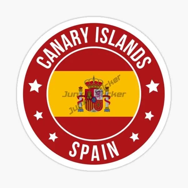 Spain Canary Islands National Flag and Emblem Car Sticker Bike Motorcycle Vinyl Self-adhesive Waterproof and Sunscreen Decals