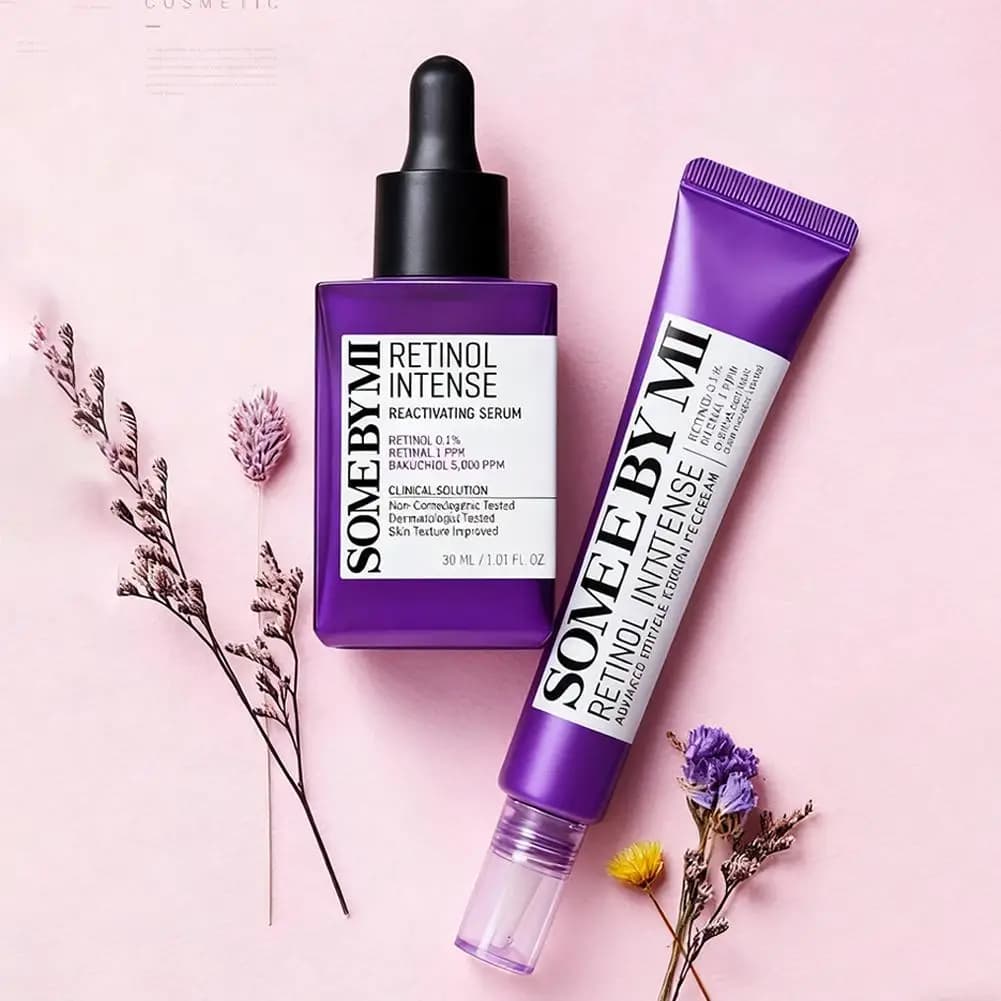 SOME BY MI Set Skincare Intensive to Retinol – Reactive serum and Advanced Eye Cream, 0.1% Retinol with Bakuchiol, Korean Face Care