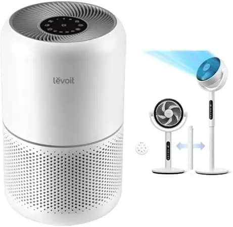 Purificatore d'aria per allergie, peli di animali domestici in camera da letto e ventilatore a piantana per camera da letto, 82ft CirculAir 120 ° Ventilatore oscillante