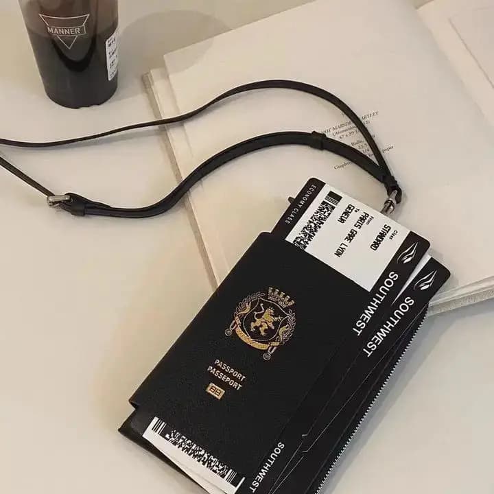 Portadocumenti da Viaggio Multifunzione con Porta Passaporto, Carte d'Imbarco e Portamonete, Design Elegante e Compatto