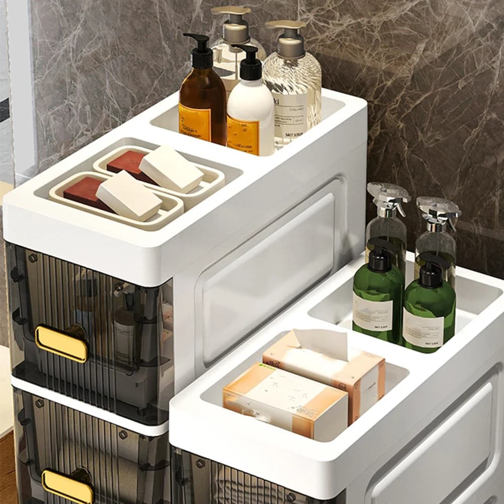 Bathroom Crevice Cabinet 4/5 Tier Waterproof Bathroom Organizer Shelves Narrow Toilet Storage Cabinet for Corner