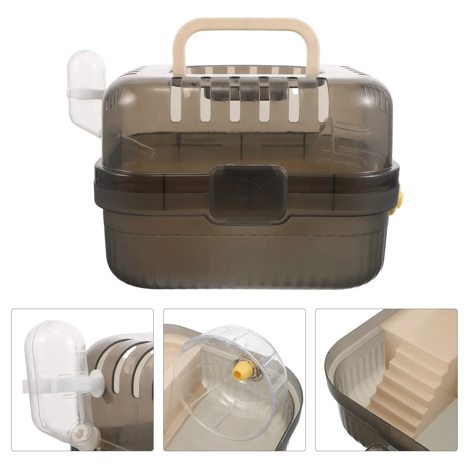 Portable Hamster Cage Clear Plastic Travel Bag Carry Case for Mice Gerbils Pet Carrier Large Space Lightweight Sturdy Small