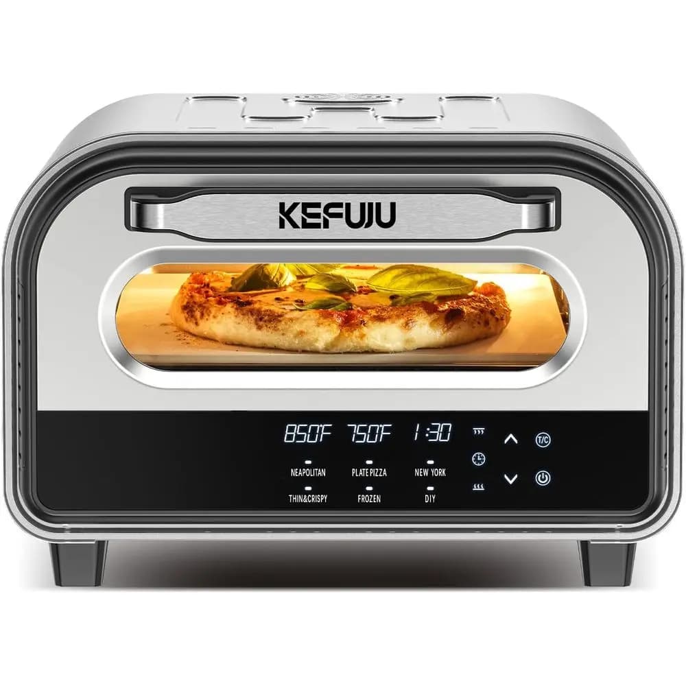 Forno Elettrico da Banco per Pizza: 12 Pizze in 90 Secondi, 850 ° F, 6 Preimpostazioni, Stone & Peel