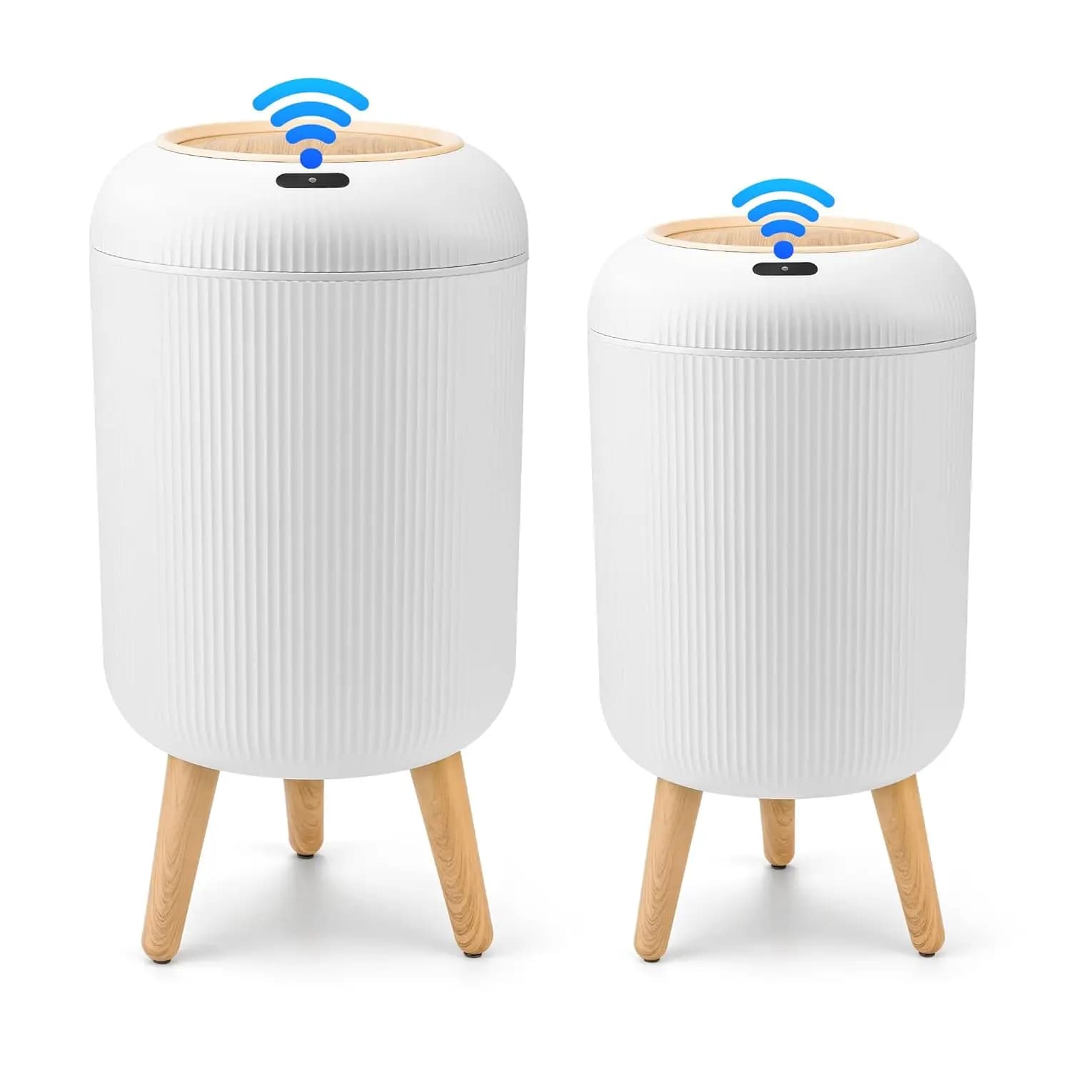 Set di 2 Pattumiere Automatiche con Sensore di Movimento, Contenitori per Rifiuti Senza Contatto da 12L e 10L per Cucina, Bagno, Soggiorno e Camera da Letto