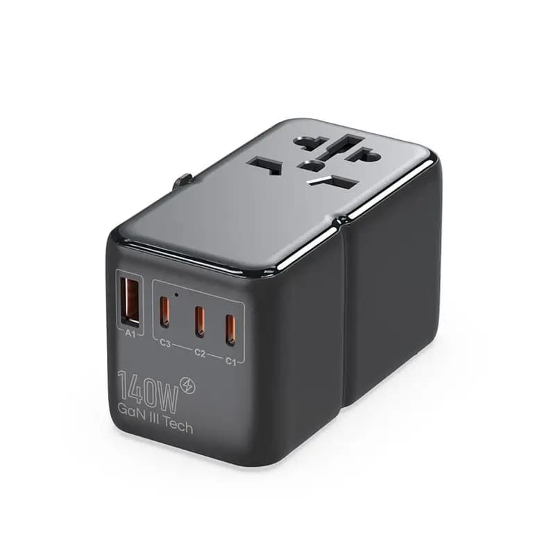 24-Hour Delivery 140W Universal Travel Adapter Gan3 Travel Adapter With Universal Outlet 1 USB A 3 Type C Fast EU Plug