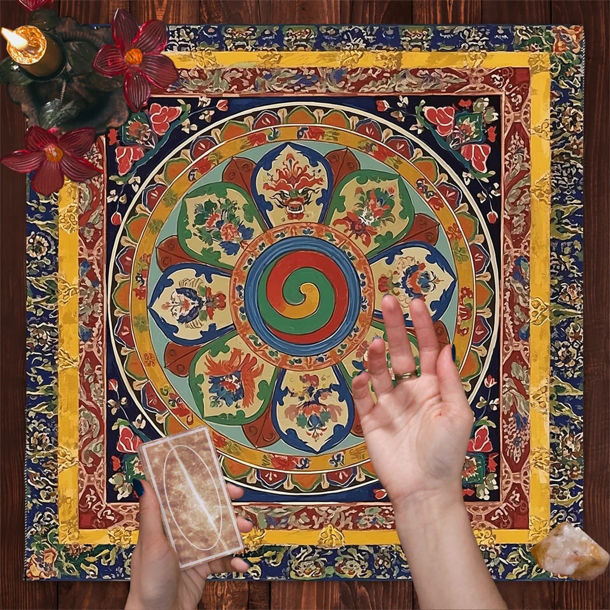 50/75cm Tibetan Ethnic Style Pattern Tarot Cards Tablecloth Altar Cloth Divination Table Cloth Tarot Mat Decor Home Decoration