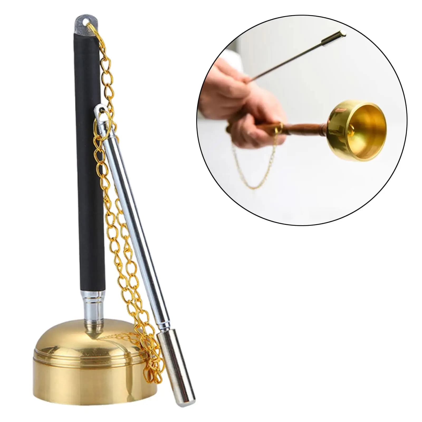 Tibetan Hand Bell Adjustable Multifunctional Professional Collectible Easy to Use Meditation Prayer Bell Singing Scripture