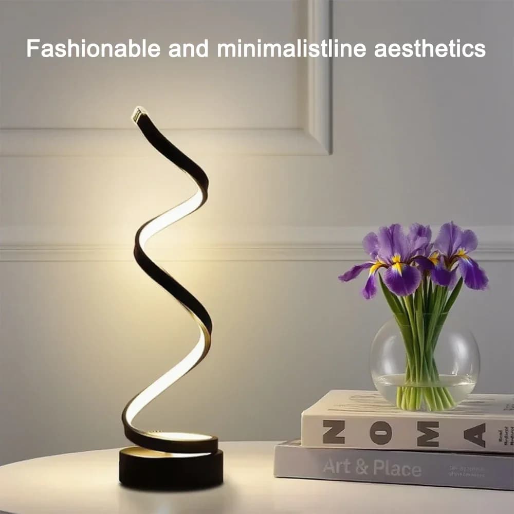 Lampada da tavolo a LED a spirale dimmerabile, adatta per soggiorno, camera da letto, studio, lampada da comodino a luminosità regolabile per ufficio e uso domestico