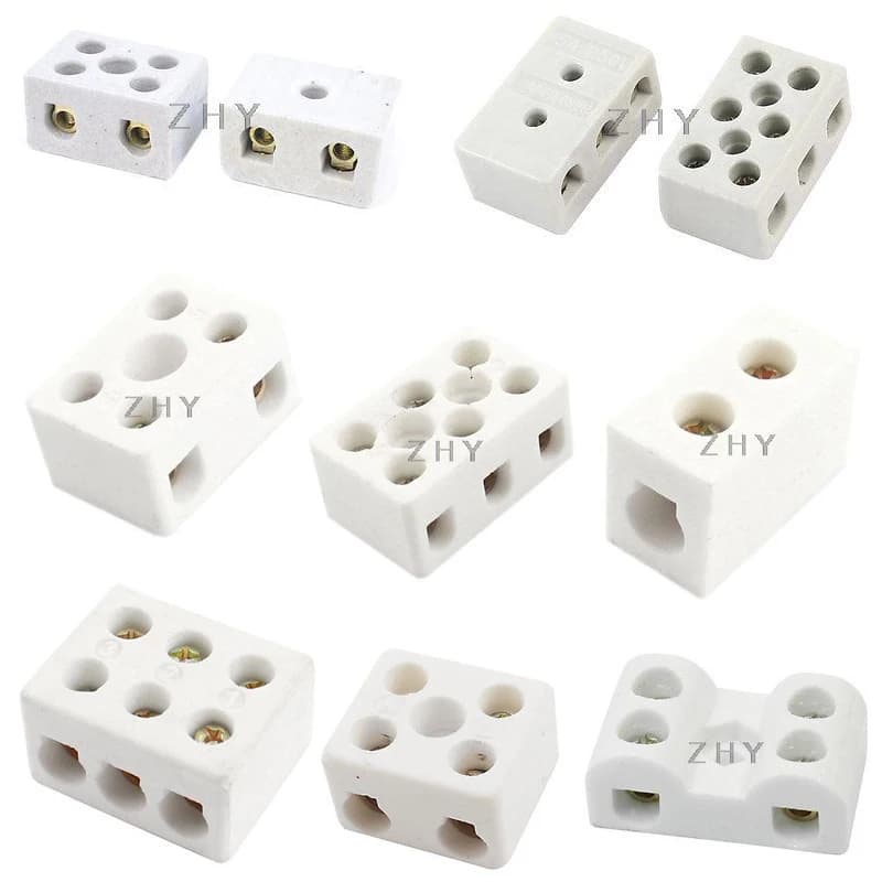 10A 20A 30A 250V High Temperature Resistant Screw On Connector Porcelain Ceramic Insulation Terminal Block