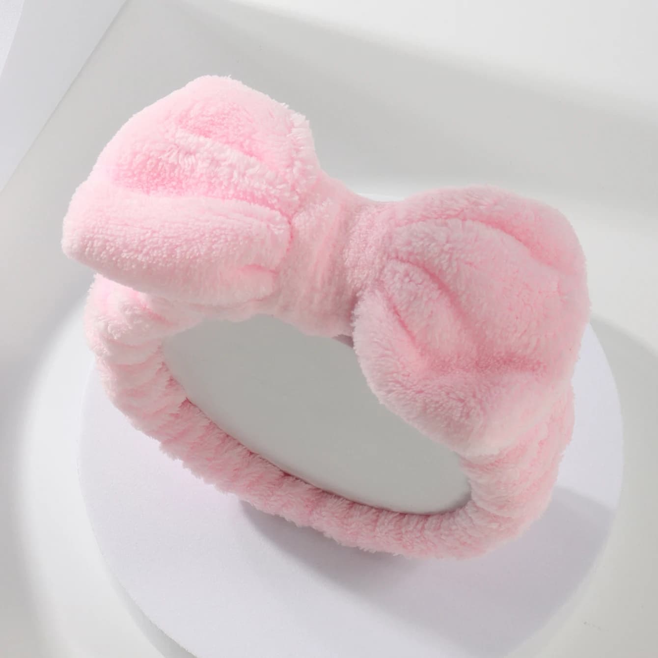 Set di polsini con fascia per capelli con fiocco, asciugamano, elastico, morbido, per lavare il viso, doccia, trucco, yoga, sport, cura della pelle, per donne e ragazze