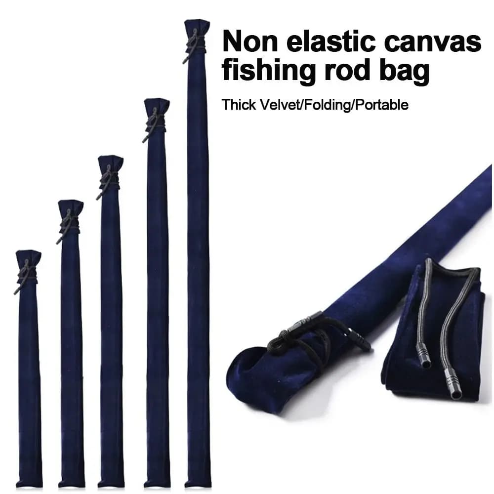 New Velvet Fishing Rod Bag Thick Portable Folding Rear Cane Bag Fishing Equipment Bag