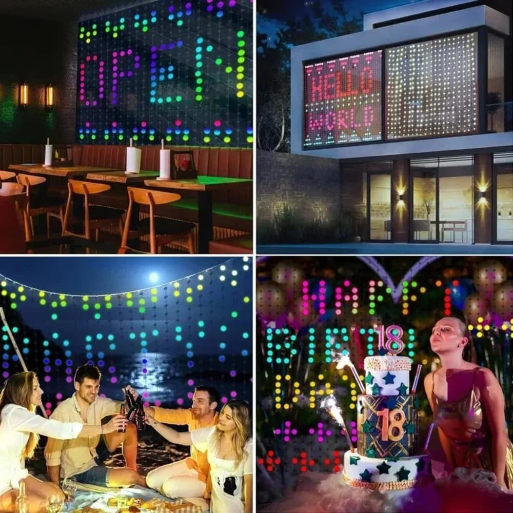Christmas LED Curtain Fairy Lights Smart App Control Music Sync DIY Custom Patterns Waterproof Home Party Ornament