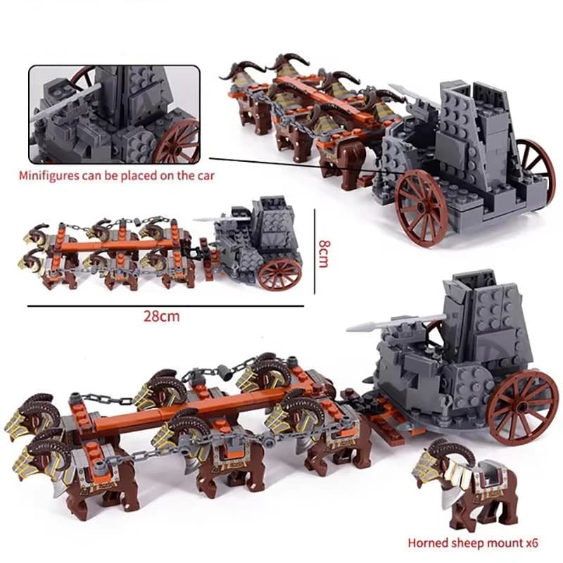 Mini Medioevo Signore Anelli Medievale Nano Cinghiale Capra Carro Army Figure Building Blocks Mattoni Giocattoli Per Bambini Regalo Di Natale