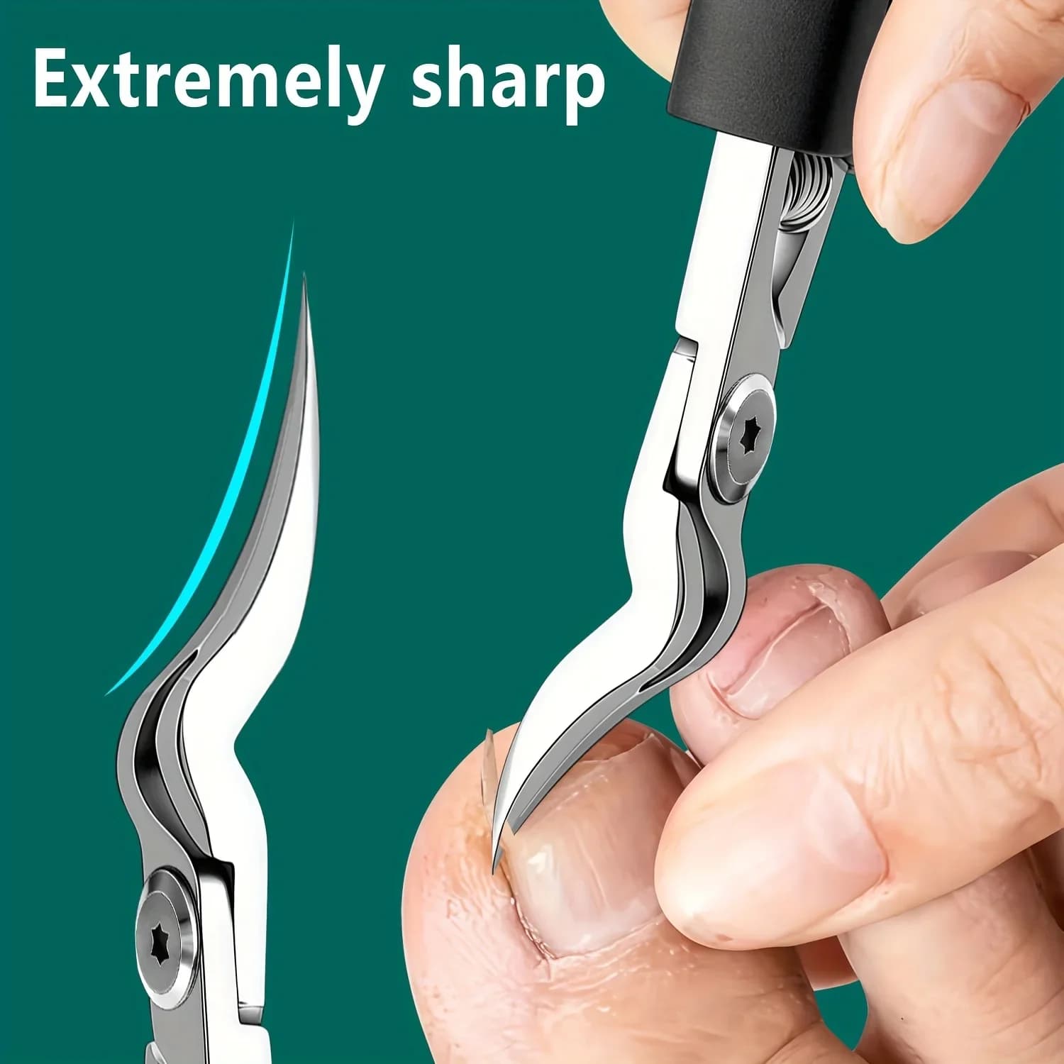 Professional nail cutter for durable steel feet nails with serrated blade – For thick and incarnied nails, durable trimmer for men and women