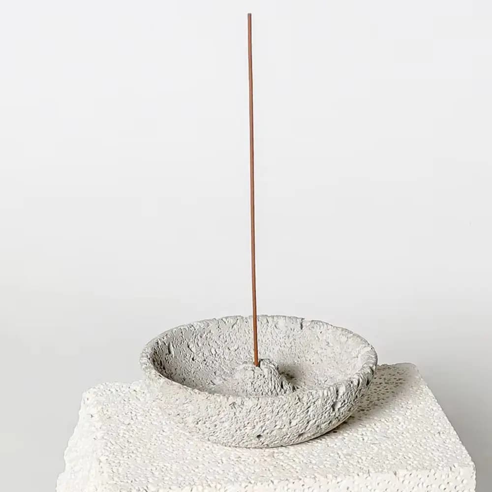 Bruciatore di incenso in cemento stile planetario, supporto multifunzionale per bastoncini di incenso con texture in cemento, porta aromaterapia