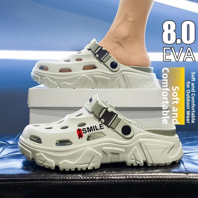 Sandali Estivi da Uomo per Sport all'Aperto, Antiscivolo, Resistenti all'Usura, con Suola Spessa, per Guida e Uso Quotidiano, con Punta Chiusa, Slip-on, Scarpe Casual