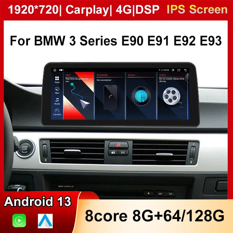 10.25/12.3 "Android 13 8 + 128G Lettore Auto Touch Screen Per Serie 3 E90 E91 WIFI SIM BT Multimedia Radio Tablet GPS Navi Carplay