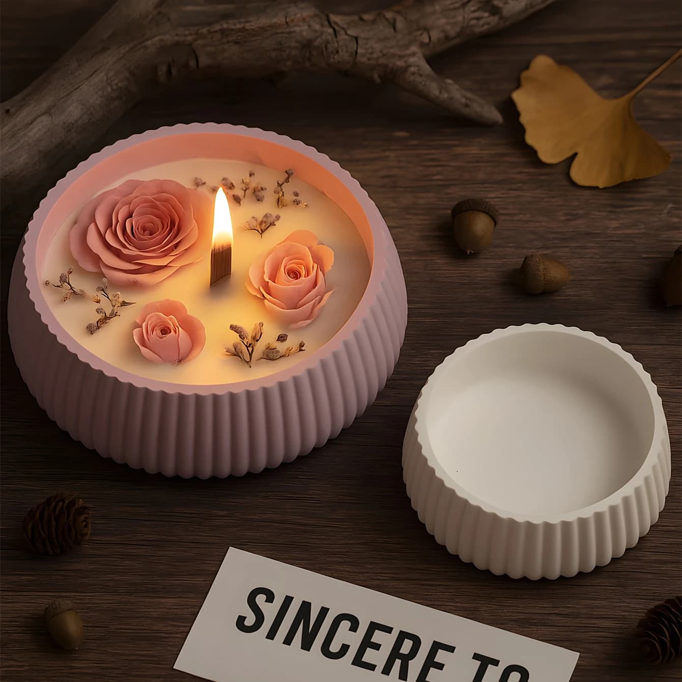 Silicone mold for 1 piece oversize round striped bowl Versatile flower pot, candle jar, chalk ornament, resin, cement mold
