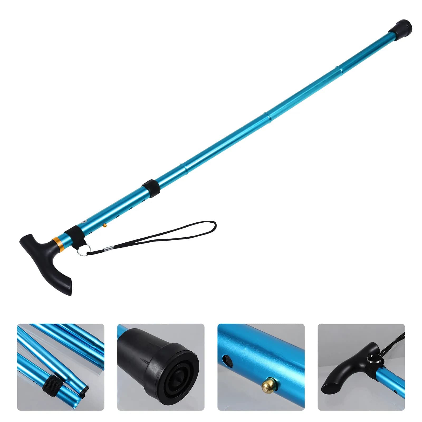 Foldable Trekking Stick in Aluminum Alloy, Adjustable Anti-slip Hiking Stick, Alpenstock Portable for Camping and Climbing