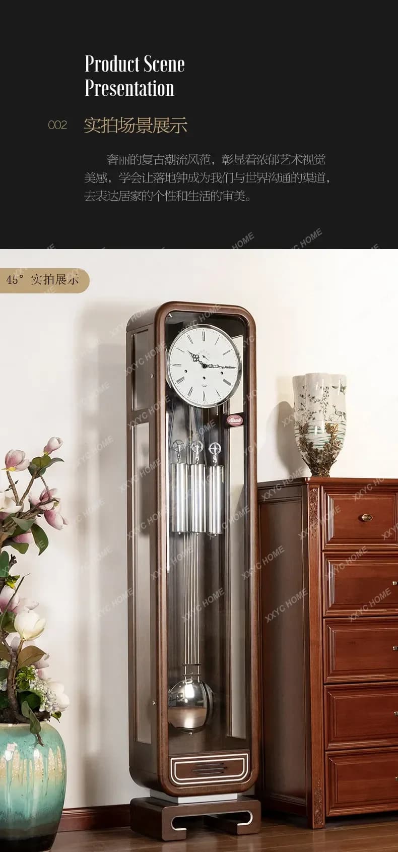 MMGermany Helmler new Chinese floor clock living room villa retro mechanical pendulum clock vertical table clock