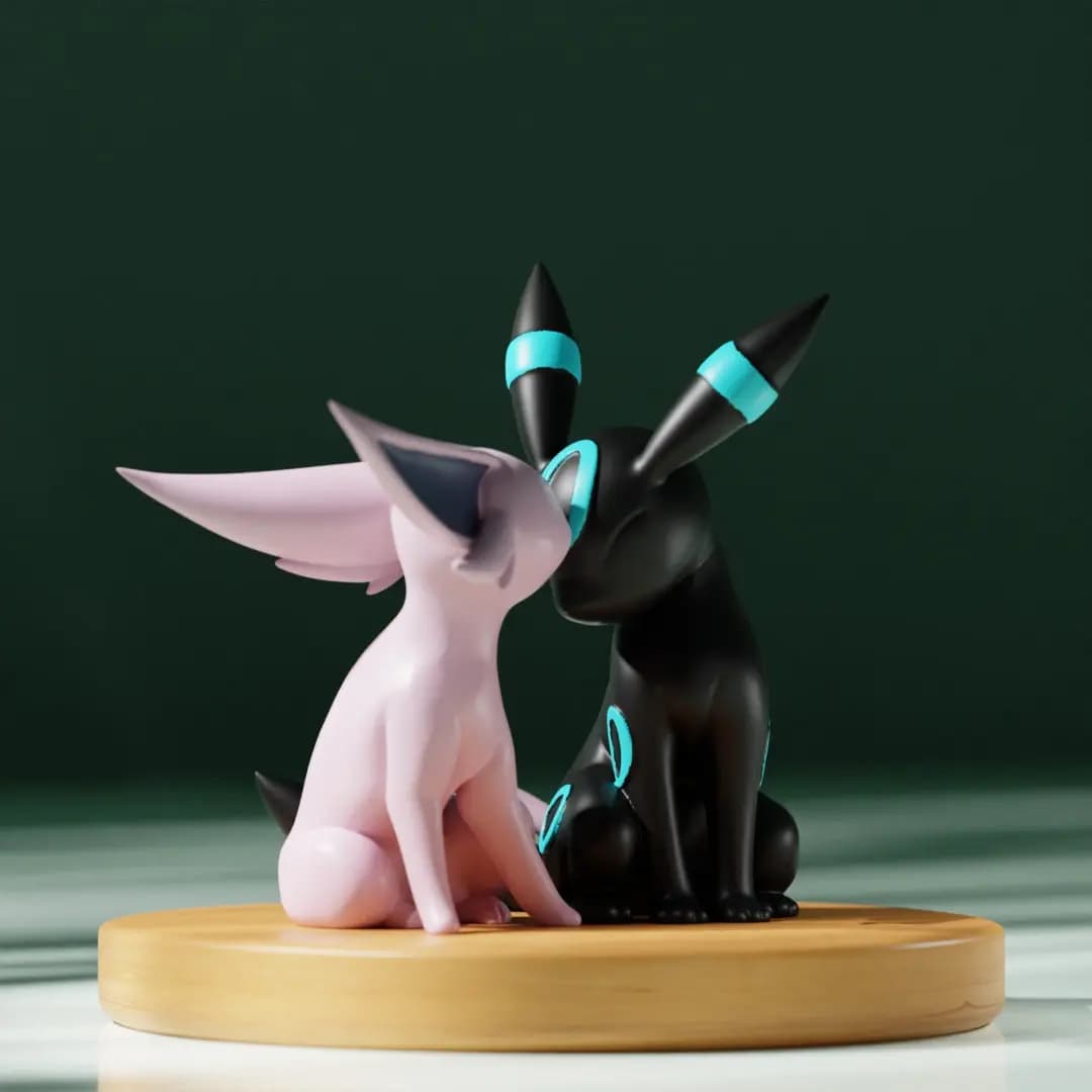 Autentiche Figure Mini Espeon e Umbreon, Modellini Anime Cartoon Carini, Ornamenti da Scrivania, Collezione Giocattoli per Bambini, Regali di Compleanno
