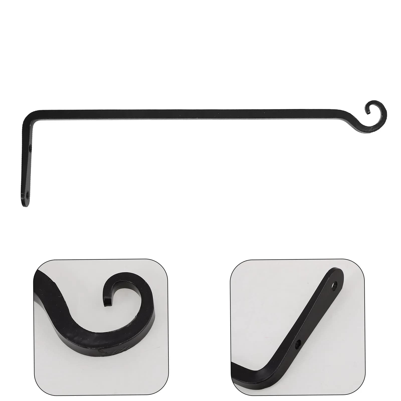 Iron Wall Hanging Bracket Black Heavy Duty For Outdoor Flower Pots Bird Feeders Lanterns Wind Chimes Hanging Plants Fence