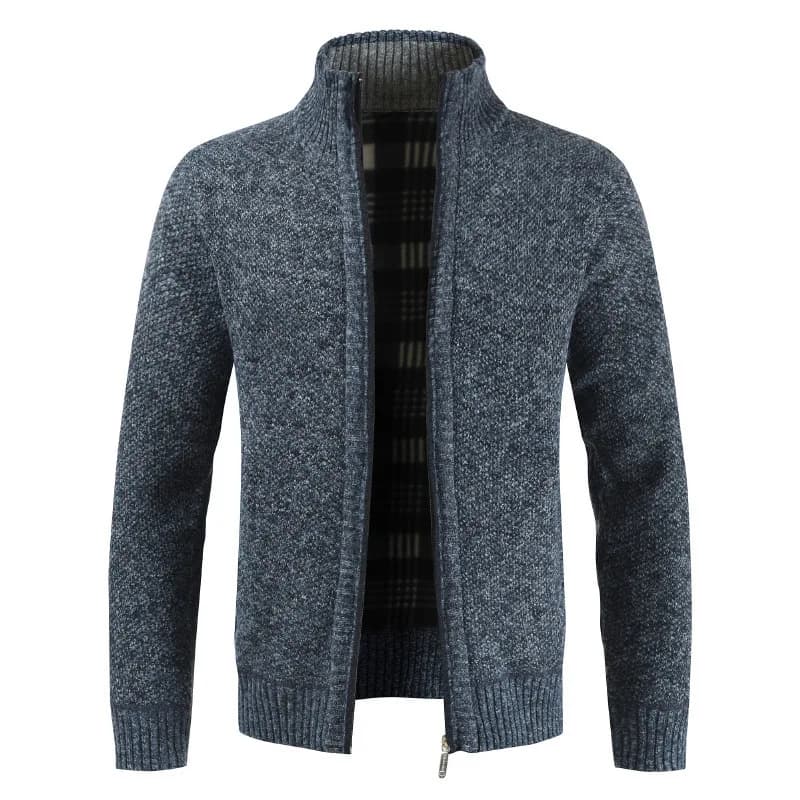 Men's Knitted Loose Sweater Jacket Casual Long Sleeve Woolen Yarn Outerwear Youthful Vitality Style Stand Collar Spring Autumn