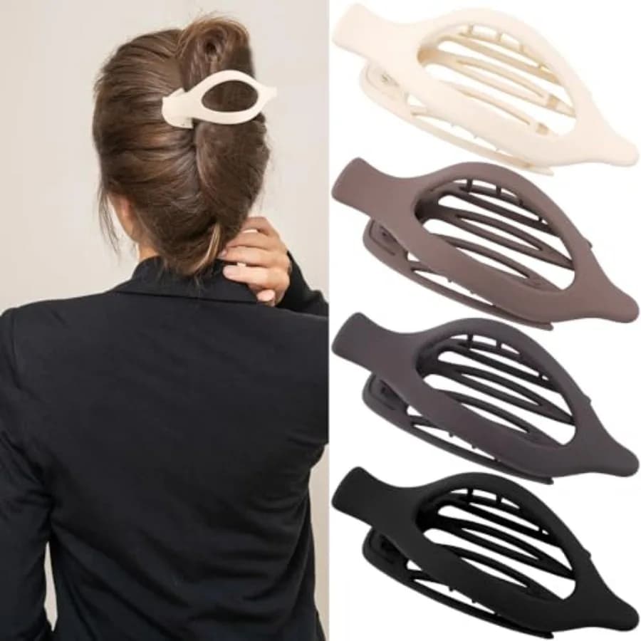 Thick Hair Alligator Clips - Large Duck Billed Matte Neutral Hair Clips, 4 Pcs Barrettes Hair Accessories for Women
