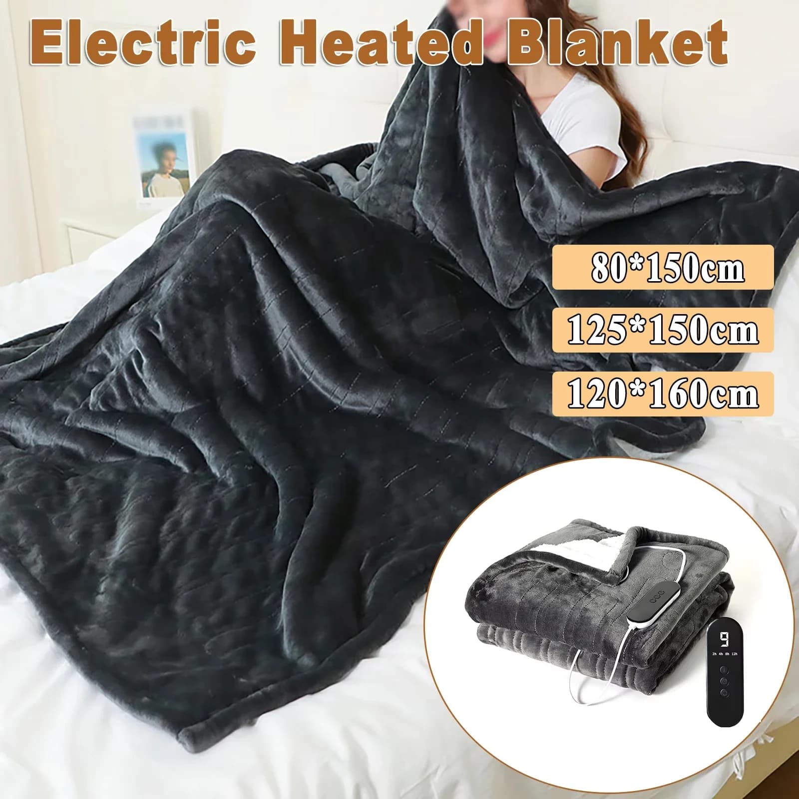 Coperta riscaldata elettrica in flanella Scaldaletto morbido per pisolino con 9 livelli di riscaldamento e 12 ore di spegnimento automatico 5S Riscaldamento rapido Lavabile