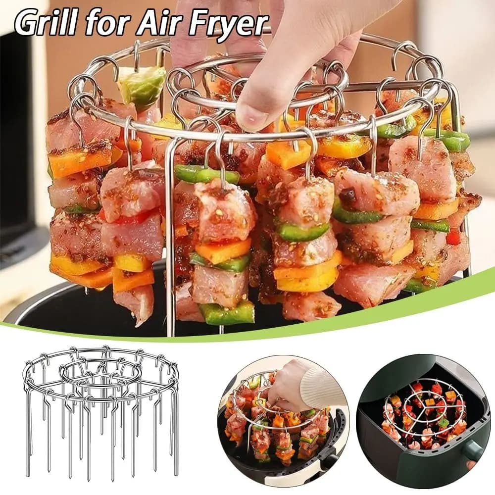 New Round Stainless Steel Air Frying Grill with Grilled Grill for Barbecue Vertical Grill for Outdoor Home Kitchen