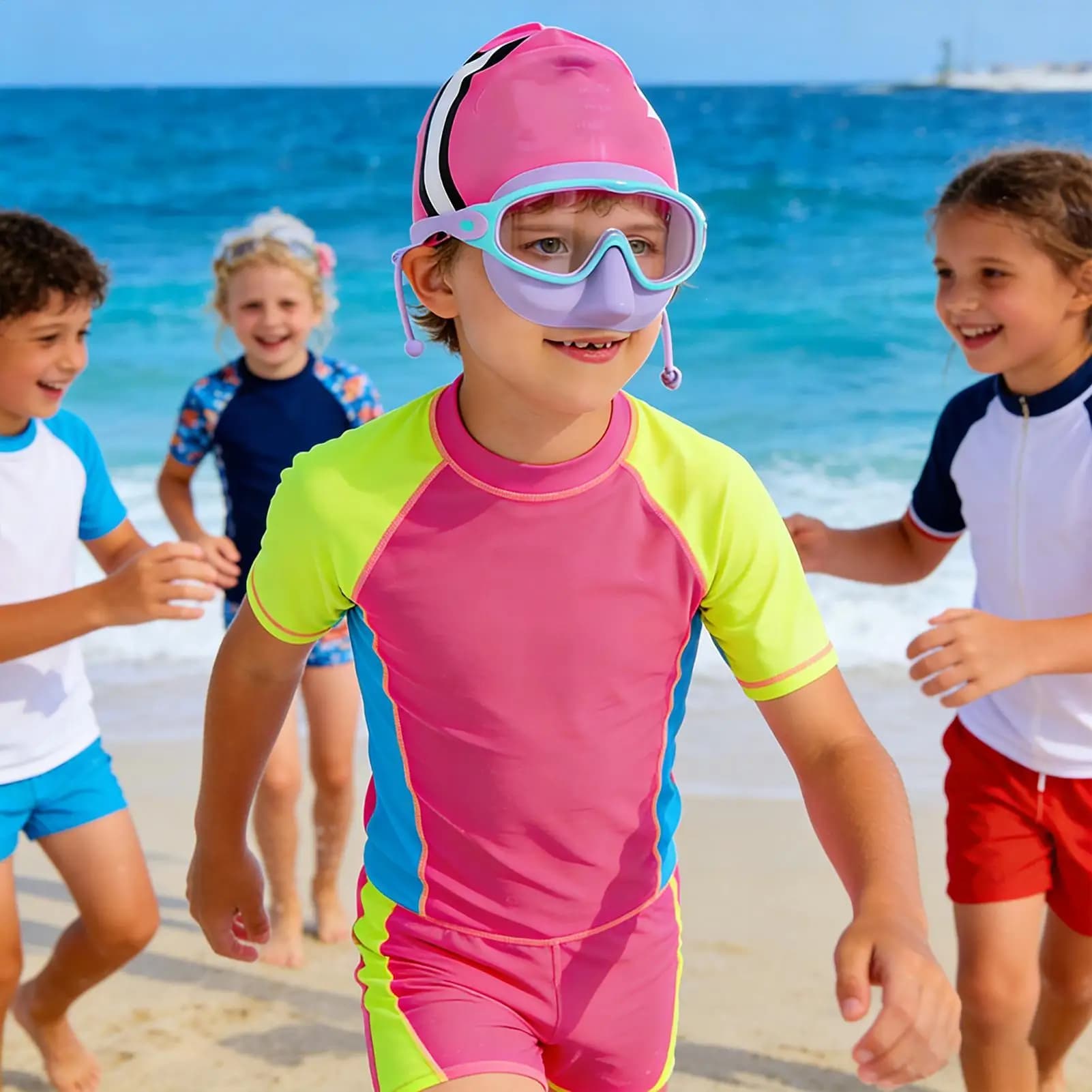 Occhialini da nuoto per bambini, occhialini da piscina con fibbia regolabile a prova di perdite, per bambini, per allenamento, spiaggia, parco divertimenti, ragazzi, ragazze