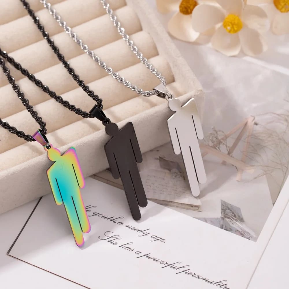 Creative Tilted Head Necklace Fashionable Hip-hop Street Style Unique stainless Steel Pendant Unisex Lock Chain Accessories