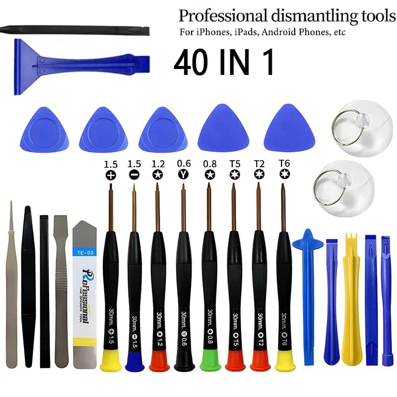 40 in1 Strumento di smontaggio multifunzionale per telefono cellulare Set di strumenti di riparazione Kit di manutenzione cacciavite per iPhone Xiaomi Tablet Laptop